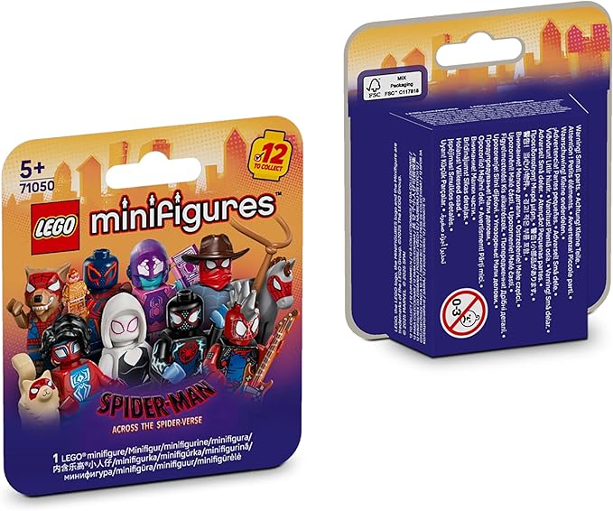 LEGO Minifigures Spider-Man: Across the Spider-Verse - Get 1 of 12 Collectible Toys with Accessories - Gift for 5+ Year Old Boys & Girls - Mystery Box - 71050