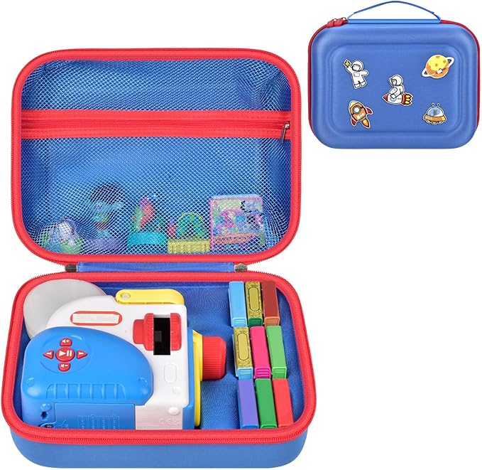 Case Compatible with Little Tikes Story Dream Machine Starter Set, Toys Storage Bag with DIY Embroidery Patches, Organizer for Projector Storytime Books and Audio Character- Blue Space (Box Only)