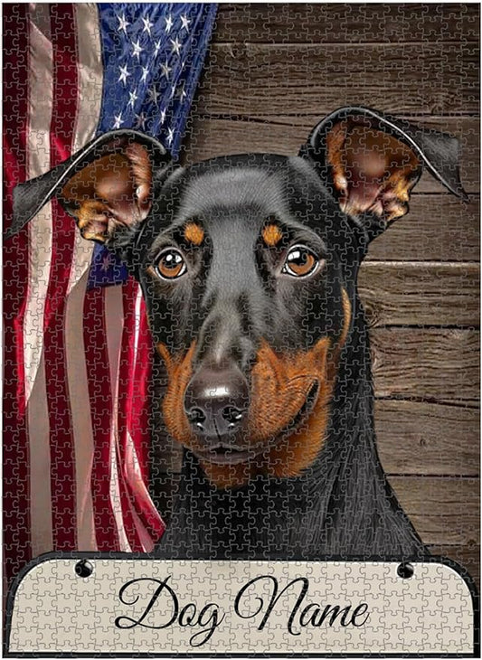 Custom Wooden Jigsaw Puzzles with Your Dog's Name on Manchester Terrier Art Print - 300 500 1000PCS Puzzles Game and Home Wall Decor