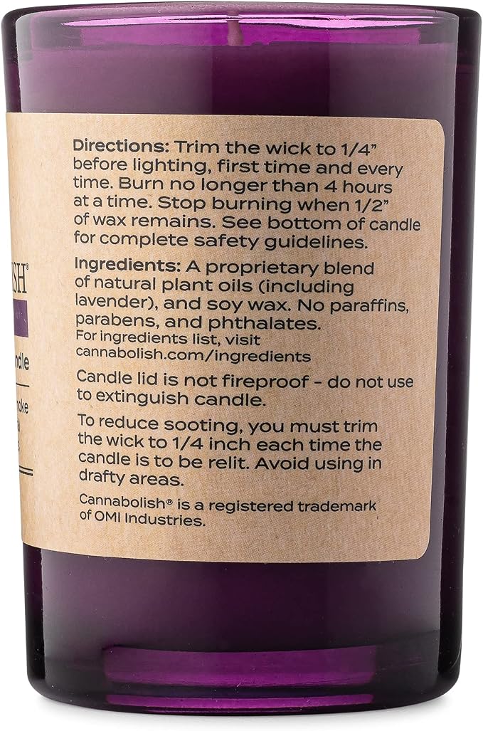 Cannabolish Lavender Smoke Odor Eliminating Candle, 7 oz, Natural Ingredients (Pack of 2)