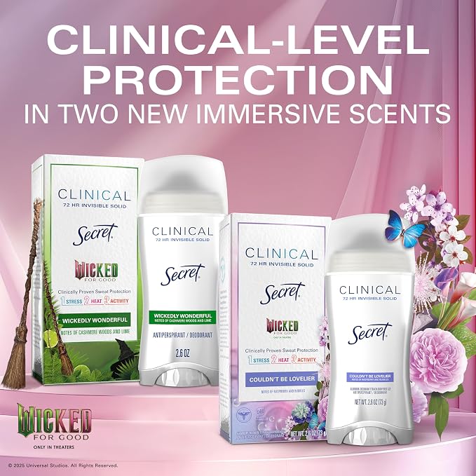Secret Clinical Strength Antiperspirant Deodorant for Women, Couldn't Be Lovelier, 3X Sweat Protection, 72hr Sweat & Odor Protection, PH Balanced, Invisible Solid, Raspberry & Bubbles Scent, 2.6 oz
