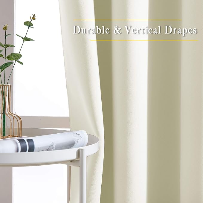 NICETOWN Grommet Blackout Curtains 2 Panels, Room Darkening Window Treatments, W46 x L80, Beige