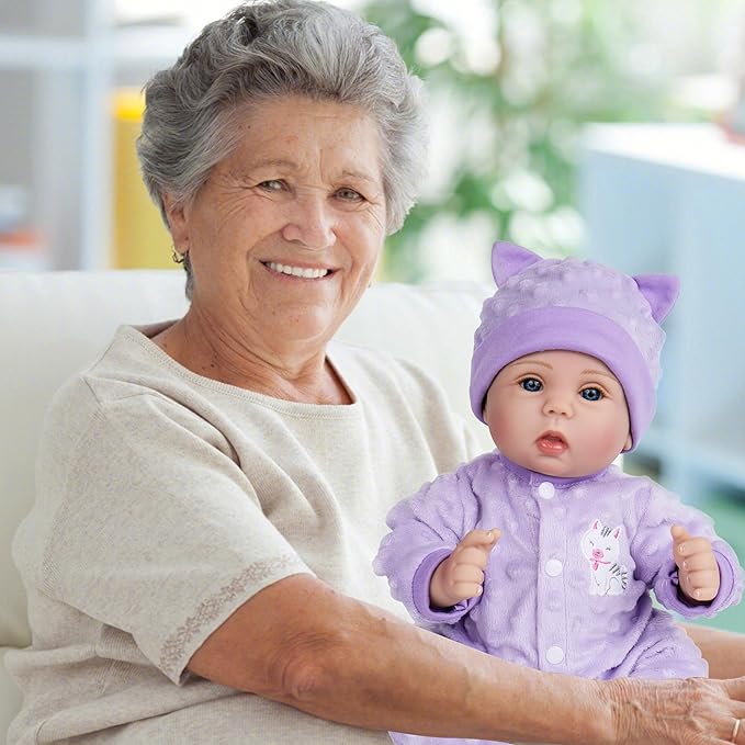 Milidool Lifelike Reborn Baby Dolls Girl-18 inch Realistic Newborn Baby Dolls, Nice Gift for for Kids Age 3 +,Purple Clothes
