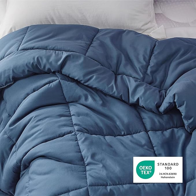 Bedsure Comforter Duvet Insert - Quilted Comforters Twin XL Size, All Season Duvet, GentleSoft Down Alternative Bedding, with 8 Tabs, Gifts for Women/Men, Dark Slate Blue, Twin XL 92 x 68 Inches