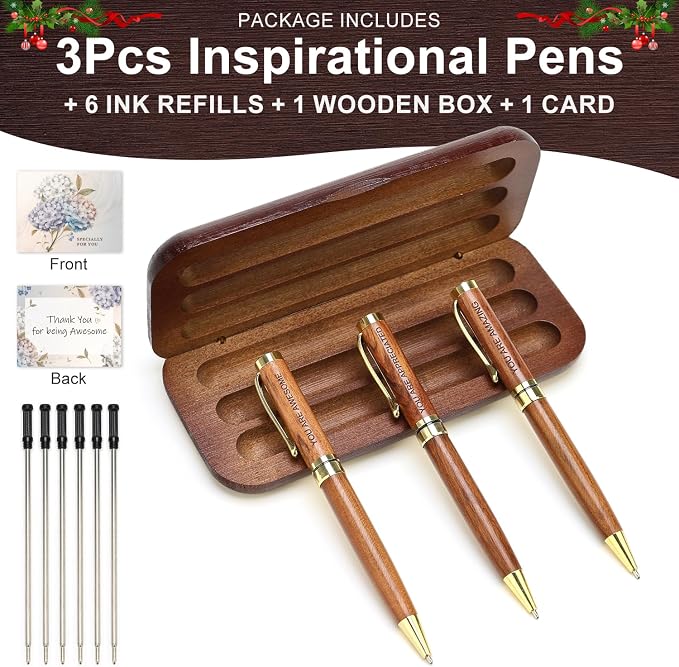 Renawe Luxury Wooden Pen Set Thank You Gifts for Women Men Friends Cool Teacher Boss Appreciation Gift for Female Coworkers Nice Engraved Pens Gifts Office Business Pens Work Employee Gratitude Gift