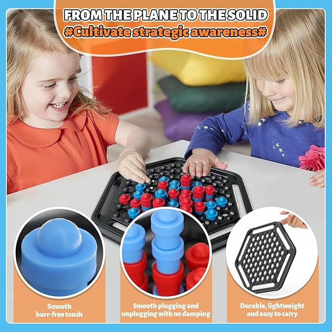 Board Games for Kids 8-12, Connect 3D Four in A Row Game, 2 Players Strategy Fun Family Chess Board Games for Adults, Road Trip, Party Game Night, Parent-Child Bonding, Birthday Gift