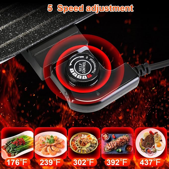 Hot Pot with Grill, 2 in 1 Korean BBQ Grill Shabu Shabu Hot Pot, 2200W Indoor Smokeless Hotpot Pot Combo Electric W/Large Baking Tray, Divider & Separate Dual Temperature Control for 2-12 People, 110V