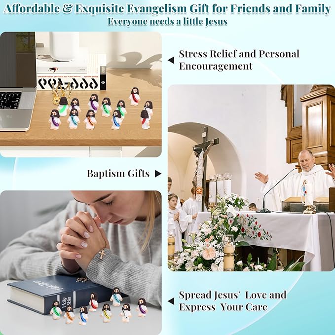 80 Pcs Little Jesus Figures – 8 Colors Mini Jesus Figurines in Bulk, Easter Egg Stuffers, Tiny Figure for Hide and Seek, Sunday School, Baptism Gifts, Church Religious Party Favors