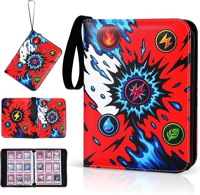 Trading Card Binder, 9-Pocket, Holds 1080 Cards, 120 Pages Side-Loading Card Album, PU Leather, Acid-Free Archival Sleeves, Durable Organizer for MTG, TCG & Sports Cards, Gift for Kids, Boys and Girls