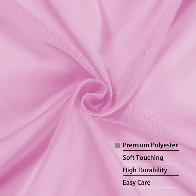 OWENIE Sheer Pink Curtains, Sheer Curtains 84 inch Length 2 Panels Set, Rod Pocket Voile Fimly Sheer Drapes for Living Room/Bedroom, 2pcs, Each 42" W x 84" L