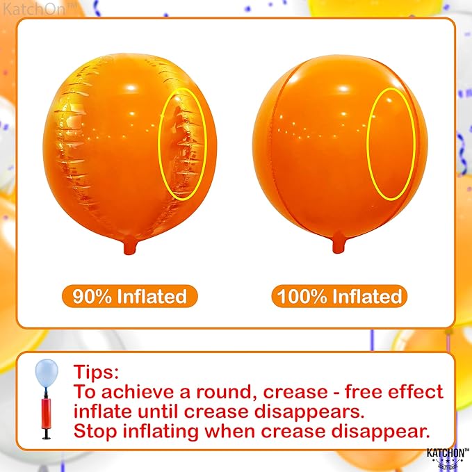 KatchOn, Orange Foil Balloons - Big, 22 Inch, Pack of 6 | 4D Foil Metallic Balloon for Thanksgiving Decorations | Mylar Balloons for Basketball Party, Birthday, Wedding, Carnival, Orange Party Decor
