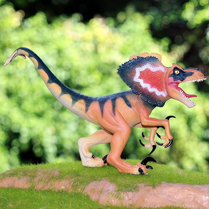 Gemini&Genius Dilophosaurus Dinosaur Toy, Realistic Action Figure, Gift, Stocking Stuffer, Birthday Cake Topper, Family Party Gifts, Room Decoration for Kids