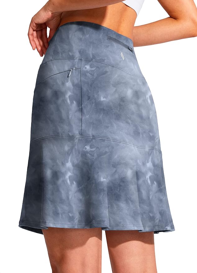 19" Ruffled Golf Skirts for Women | 3 Zipper Pockets, Knee Length, High Waisted, Long Skorts for Athletic, Casual, Tennis, Pickleball