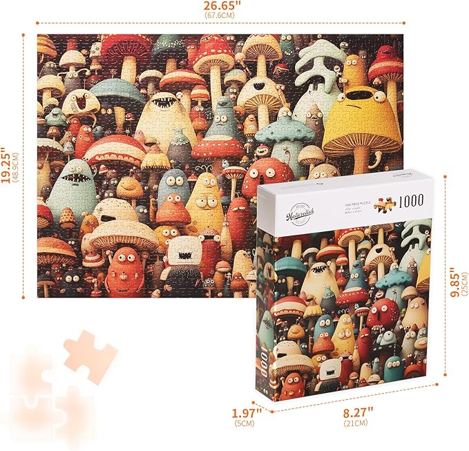Jigsaw Puzzles for Adults 1000 Pieces, Funny and Colorful Puzzles, Challenging Puzzle Game for Family Friends Home Decor, 20x27 Inches, Dense Monsters-1