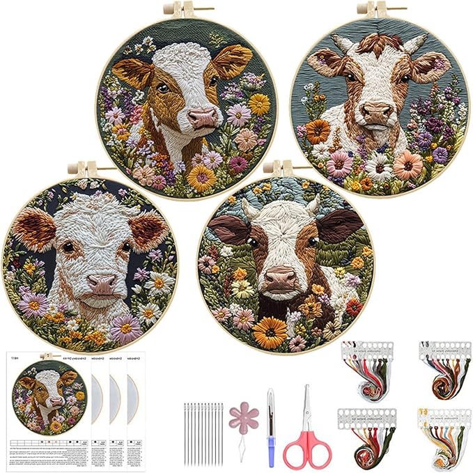 Qcbuegof Relaxing Embroidery Set Includes All Tools and Guide for Stress Relief Home Craft Embroidery Pattern