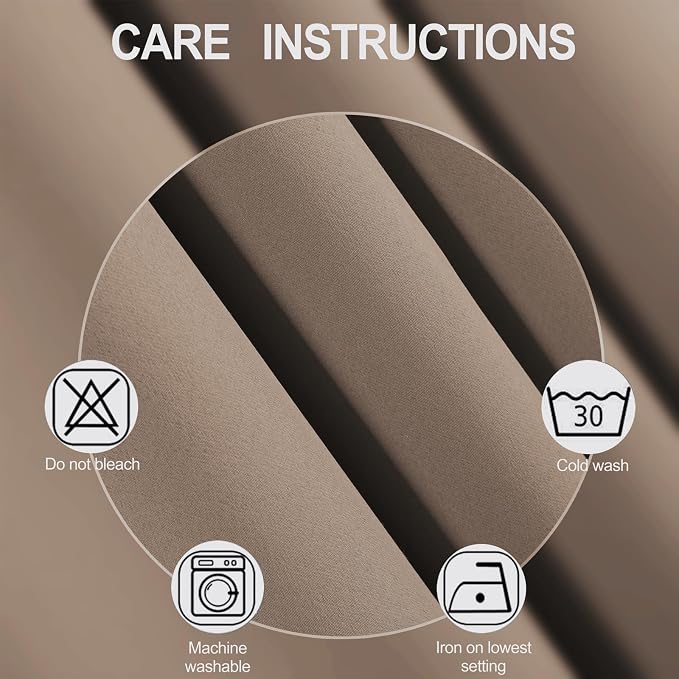 LEMOMO Cappuccino Blackout Curtains 34 x 63 Inch Length/Set of 2 Curtain Panels/Thermal Insulated Room Darkening Blackout Curtains for Bedroom