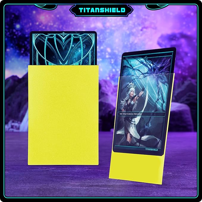 TitanShield Premium Card Sleeves | Compatible with Pokemon, One Piece, Lorcana, Flesh & Blood, & Magic The Gathering MTG | (150 Sleeves - Standard) (1, Yellow, Standard | 66x91mm)