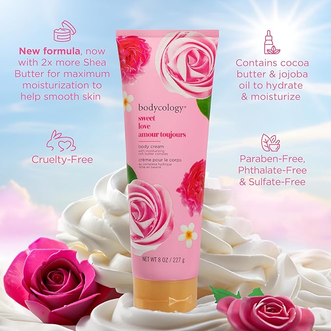 Bodycology Shea Butter Body Cream, Sweet Love, 8 oz (Pack of 2)