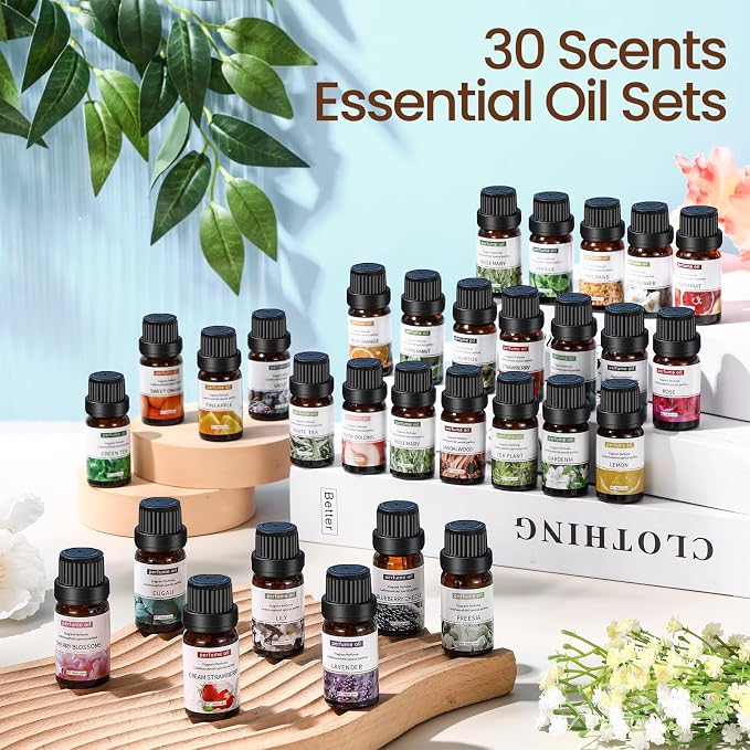 Nuanchu 90 Essential Oils Set Aromatherapy Natural Essential Oil Kit for Diffuser Candle Soap Making Massage Skin Care Sandalwood Eucalyptus Lavender Tea Tree Peppermint Aromatherapy Oil