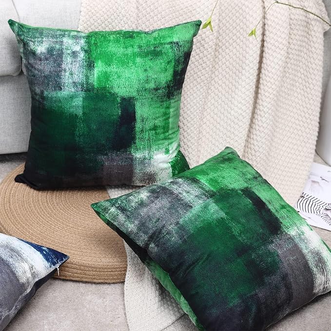 Throw Pillow Covers for Couch, 16x16 Inch, 2 Pack, Green | Decorative Throw Pillow Covers Cushion Covers for Couch Bedroom Sofa Living Room