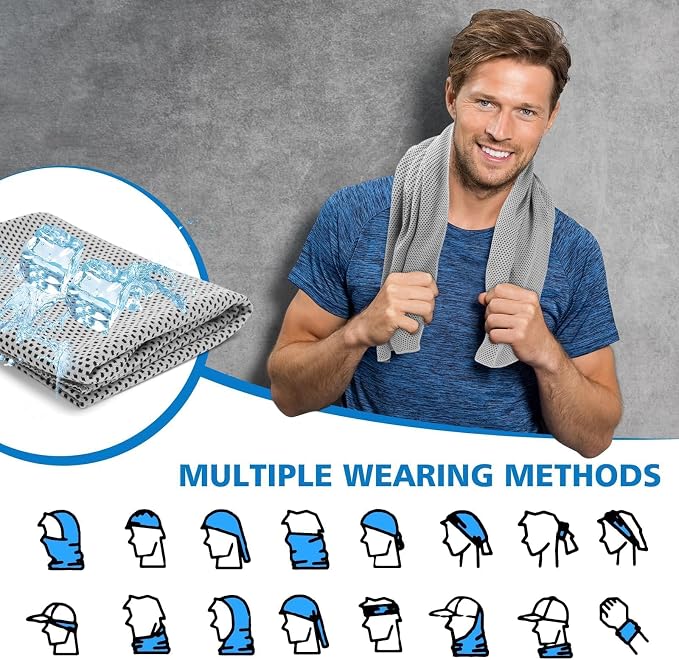 24 Pack Cooling Towels Bulk for Neck and Face 40"x12" Ice Cooling Sweat Rags Microfiber Soft Breathable Soft Chilly Towel for Yoga Golf Sport Running