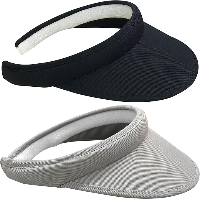 2 Pack Sun Visor Hats Women Men Clip On Wide Brim Visors Hat Outdoor Sports Golf Beach Travel Tennis Caps