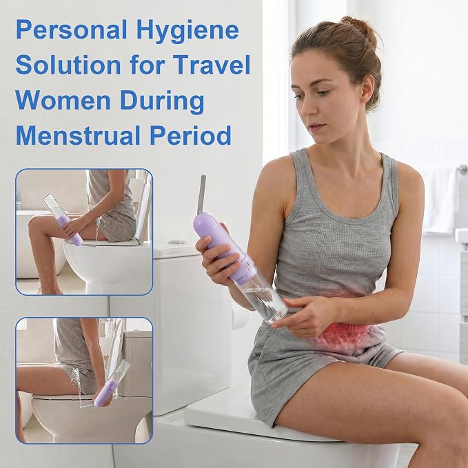Electric Menstrual Cup Cleaner, Portable Bidet for Feminine Care | Women period essentials Fashionable purple, USB-C rechargeable Adjustable pressure modes IPX7 waterproof, Compact travel size
