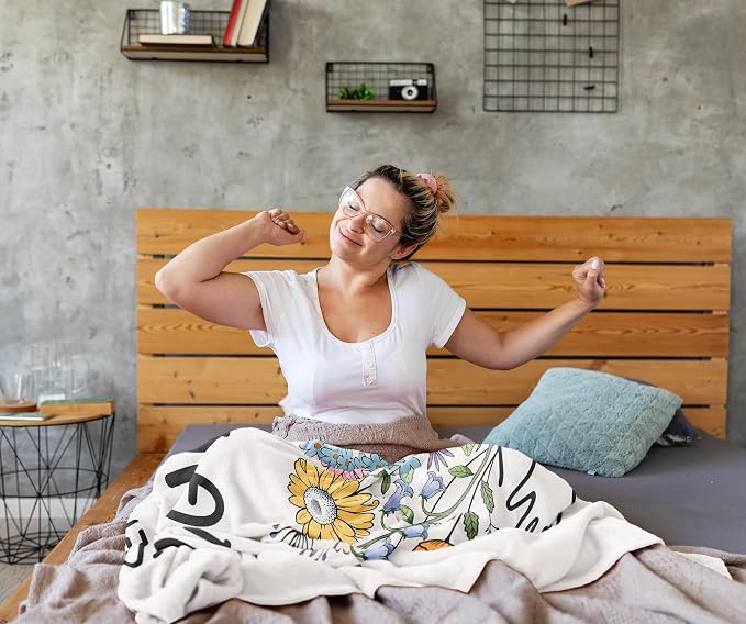 Get Well Gifts for Women/Men White Blanket 50"x60" | Inspirational/Thinking of You/Cancer Care/Feel Better/Surgery Recovery Gift for Women, Soft Hug/Get Well/Healing Blanket