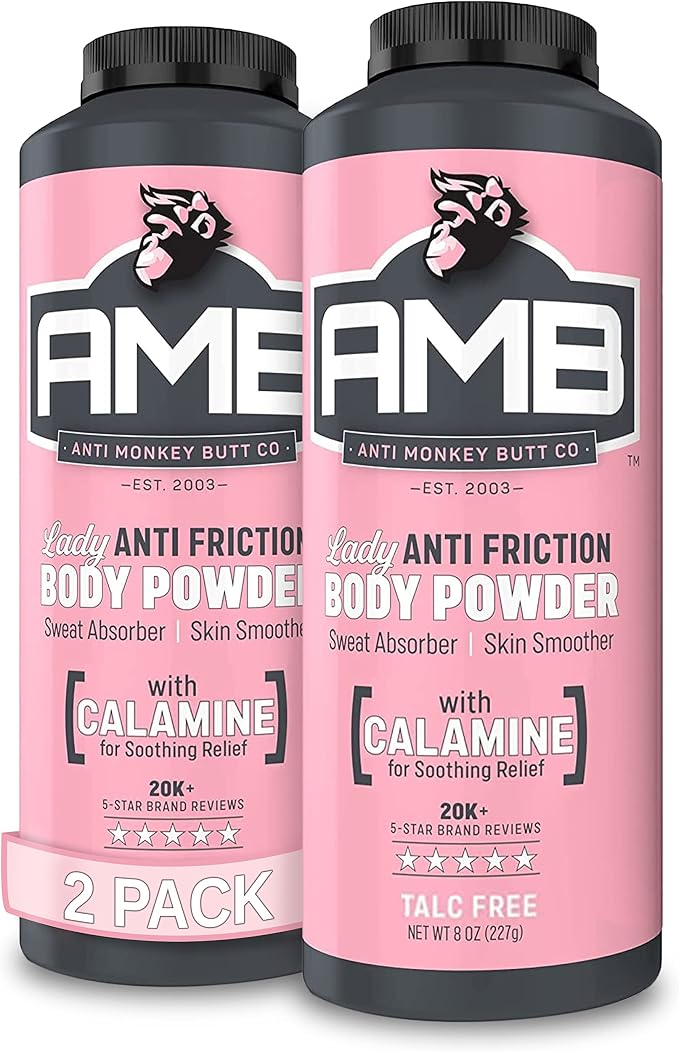 Anti Monkey Butt Body Powder for Women and Men 2 Pack, Talc Free Anti Chafing Powder with Calamine and Cornstarch, 8 oz (2 Pack)