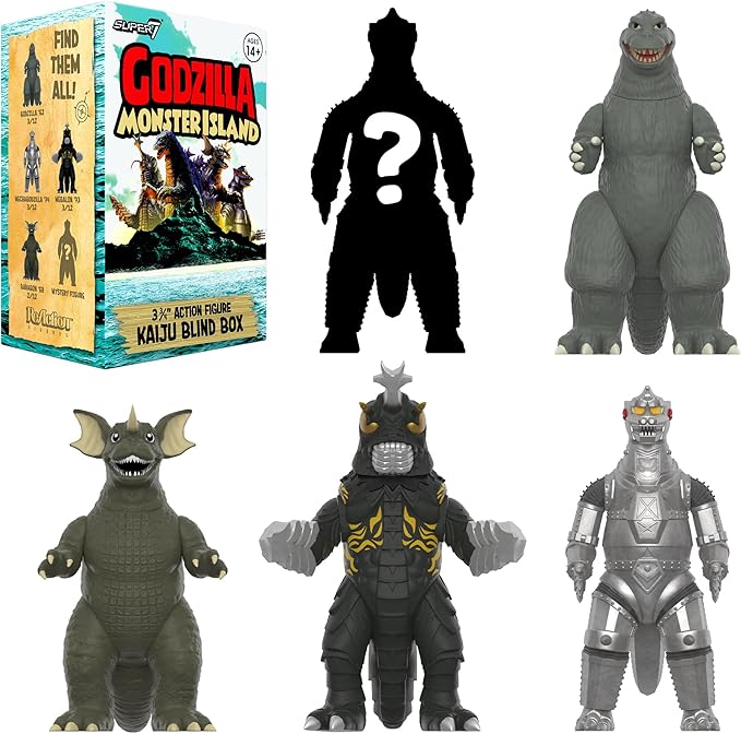 Super7 Toho Godzillla Monster Island Blind Box - (12 Pack) 3.75" Toho Godzilla Action Figures Classic Movie Monster Collectibles and Retro Toys