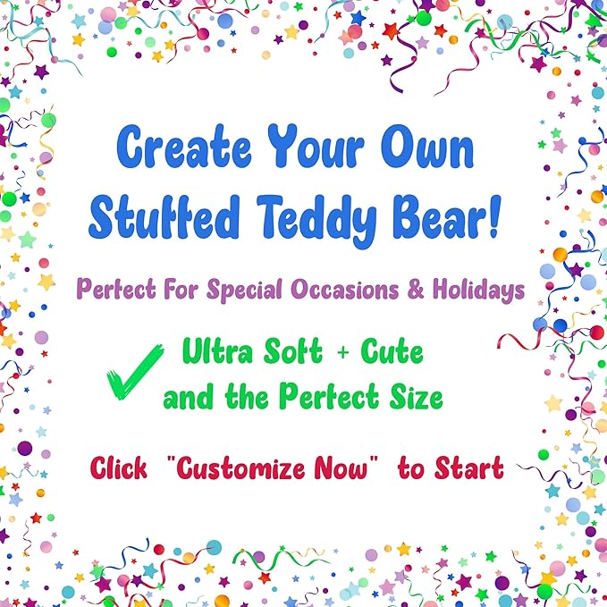 TeesAndTankYou Custom Teddy Bear 8 Inch with Custom Text, Personalized Gift for Anniversary, Graduation, Christmas, Brown Stuffed Animal White Shirt CT