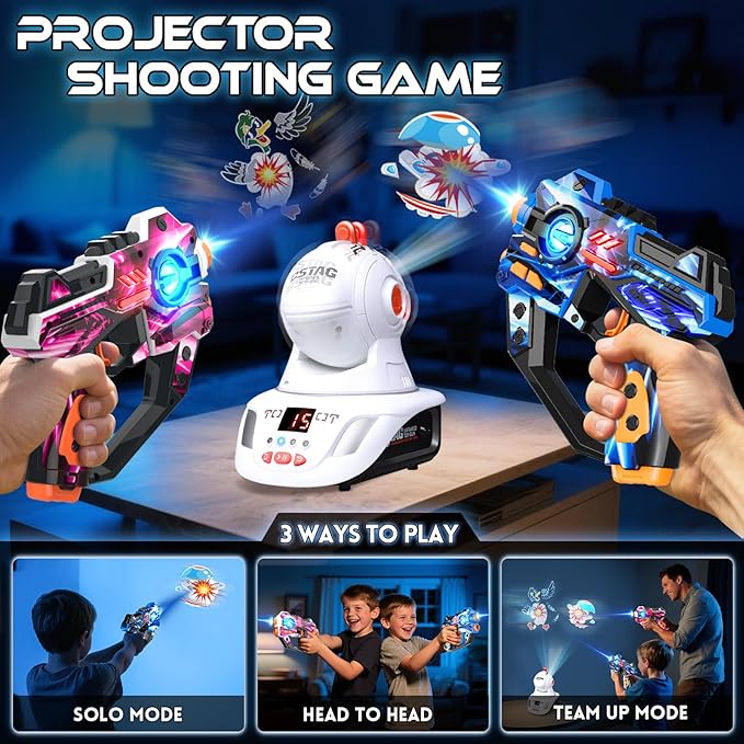 Electronic Tag Guns Set for Kids & Adults (3+) - 2 Player Electronic Shooting Game with Digital LED Score Display, for Boys & Girls