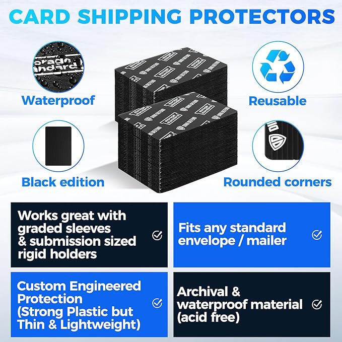 Ding Defend 4x6 Black Trading Card Shipping Protector 110 Pack - Sports Card Protectors Hard Plastic w/Rounded Corners, Hobby Shipping Shield for Graded Cards, Slabs, Top Loaders