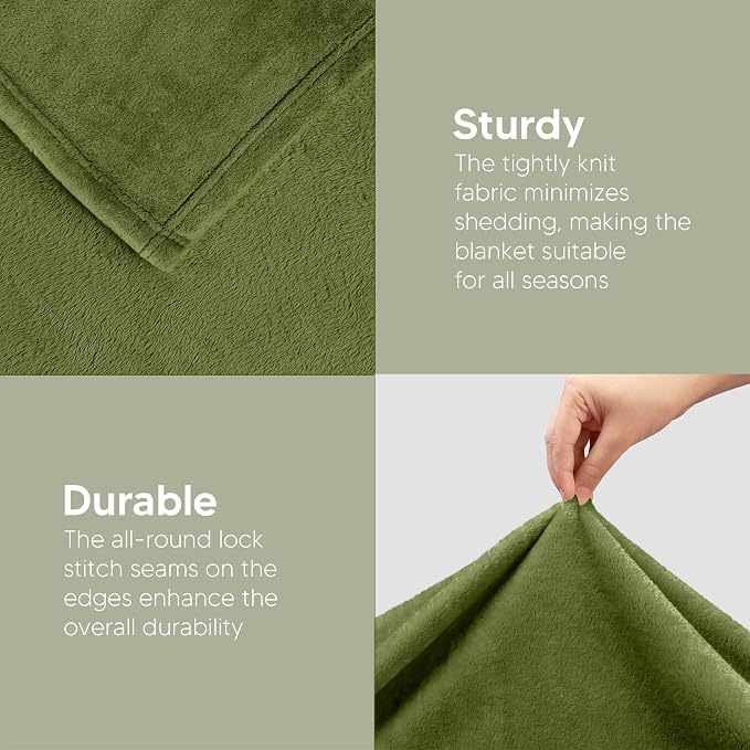 Utopia Bedding Ultra Soft Fleece Bed Blanket Twin Size Olive (60x80 Inches) | Microfiber Plush Warm Lightweight Breathable Cozy Blanket Anti-Static, All Season Use, Gift for Women and Men