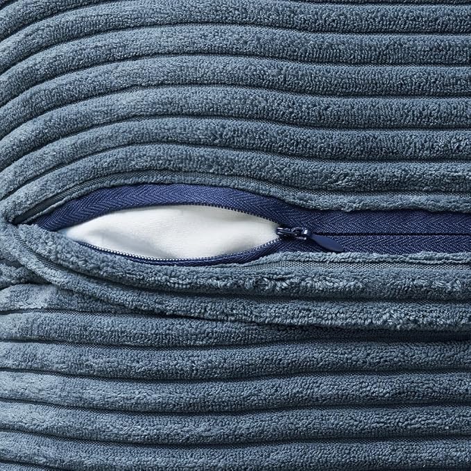 MIULEE Decorative Lumbar Throw Pillow Covers 12x24 Inch Blue 2 Pack | Boho Broadside Striped Patchwork Pillow Covers, Soft Corduroy Cushion Cases, For Couch Sofa Bed Livingroom Home Decor