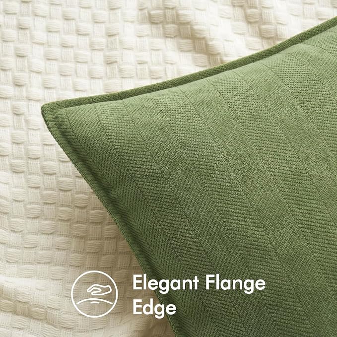 MIULEE Pack of 2 Sage Decorative Chenille Pillow Covers 20x20 Inch | Soft Couch Throw Pillows,Farmhouse Cushion Covers with Elegant Design for Sofa,Bedroom,Living Room,Spring Home Decor