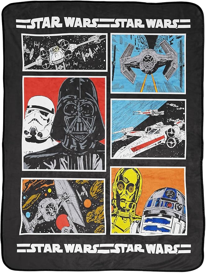 Jay Franco Plush Throw Blanket – 46" x 60" Inch Hero Kids Soft & Cozy Fleece Throw for Bedroom & Couch Décor, Official Licensed Product, Multi - Star Wars