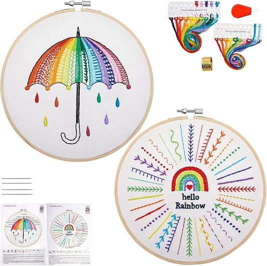 Beginners Embroidery Stitches Practice Kits for Adults, Easy Embroidery Starters Kits for Beginners to Learn 32 Stitches, Hand DIY Embroidery Sets Needlepoint kits for adults, 1 Hoop (Video Tutorial)