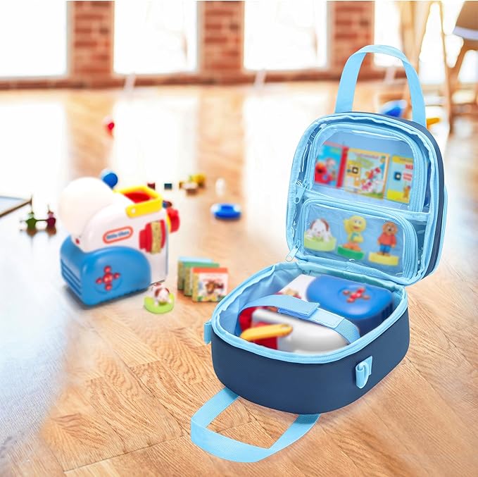 LoDrid Carrying Case Compatible with Little Tikes Story Dream Machine Starter Set, Multiple Pockets for Books and Accessories, Blue, Bag Only (Patent Design)