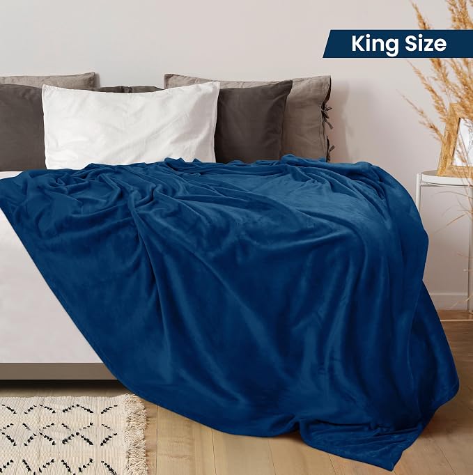 Utopia Bedding Ultra Soft Fleece Bed Blanket King Size Navy (90x102 Inches) | Microfiber Plush Warm Lightweight Breathable Cozy Blanket Anti-Static, All Season Use, Gift for Women and Men