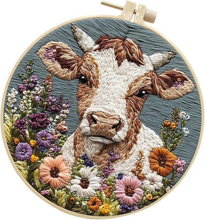 Qcbuegof Relaxing Embroidery Set Includes All Tools and Guide for Stress Relief Home Craft Embroidery Pattern