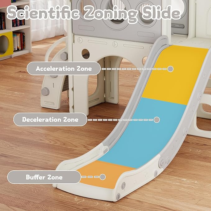 GITAWUSA 9 in 1 Toddler Slide and Swing Set, Slide for Toddlers 1-3, Kids Indoor Outdoor Playset Playground with Basketball Hoop, Telescope