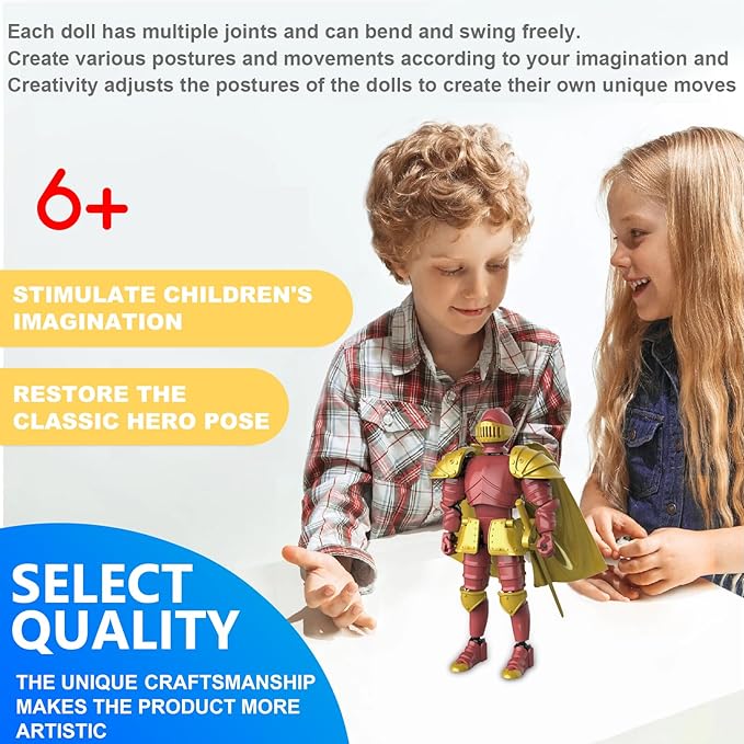 T13 Medieval Knight Action Figure, Knight Action Figures Assembly Required Knight Armor Action Figure Multi-Jointed Movable Medieval Action Figures Medieval Knight T13 Figure for Kids & Adults(Red)
