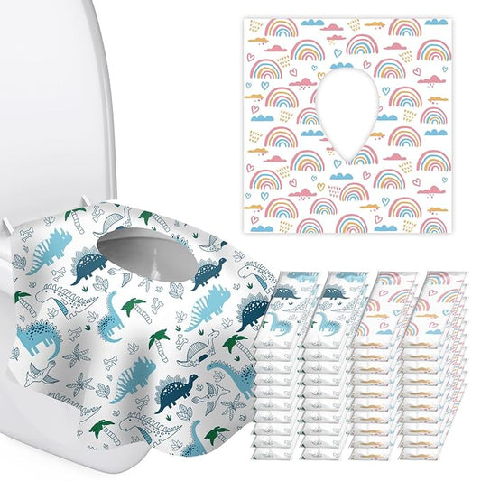 40 Pack Toilet Seat Covers Disposable for Kids Toddlers & Adults, Extra Large Waterproof Toilet Cover Individually Wrapped Travel Essential Portable Potty Training in Public Restrooms, Trip - KL & CH
