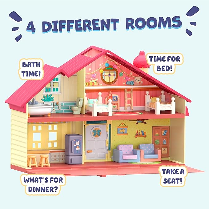 Bluey Toy House Playset, Mega Bundle Family Home & BBQ Playhouse Toys,, Bingo, Bandit, Chilli, House Playset for Toddlers 3-5, Amazon Exclusive