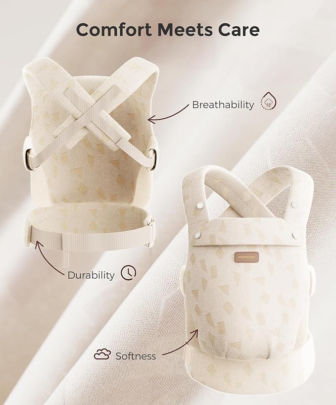 Momcozy Baby Carrier - Ergonomic, Cozy and Lightweight Carrier for 7-45lbs, Effortless to Put On, Ideal for Hands-Free Parenting, Enhanced Lumbar Support, Purehug for Infant to Toddler, Geometry