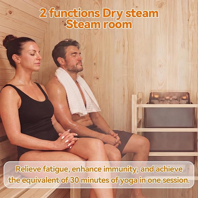 Large Capacity Outdoor Wooden Traditional Barrel Sauna for 4-6 Person Steam & Dry Heat Sauna with 6KW Heater, Sauna Stones, Thermometer – Spacious Bucket-Style Design for Backyard & Family Gatherings
