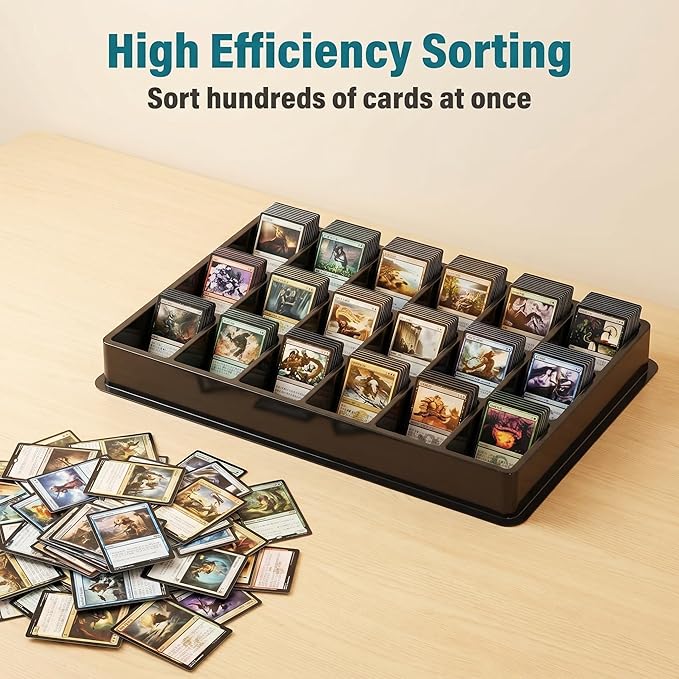 Card Sorting Tray 5ct – 18 Compartment Each, Stackable Trading Card Organizer for TCG, Durable Card Storage Sorter for Sports MTG Cards