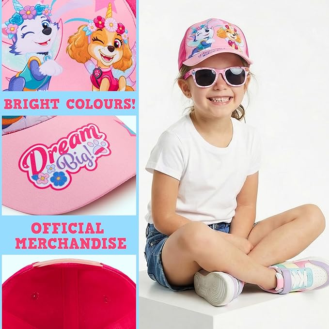 Paw Patrol | Peppa Pig Baseball Cap and Sunglasses Set for Girls, UV 400 Sun Protection, Summer Gifts for Girls