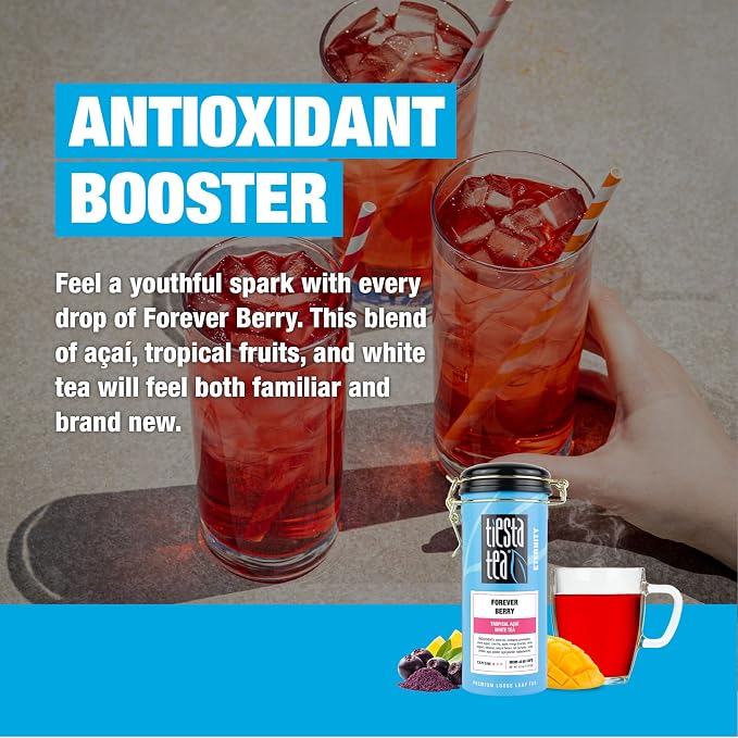 Tiesta Tea - Forever Berry Tea, Loose Leaf, Tropical Açaí White Tea, Premium Low Caffeine Tea Blend, Make Hot or Iced & Up to 50 Cups, 4 oz Refillable Tin